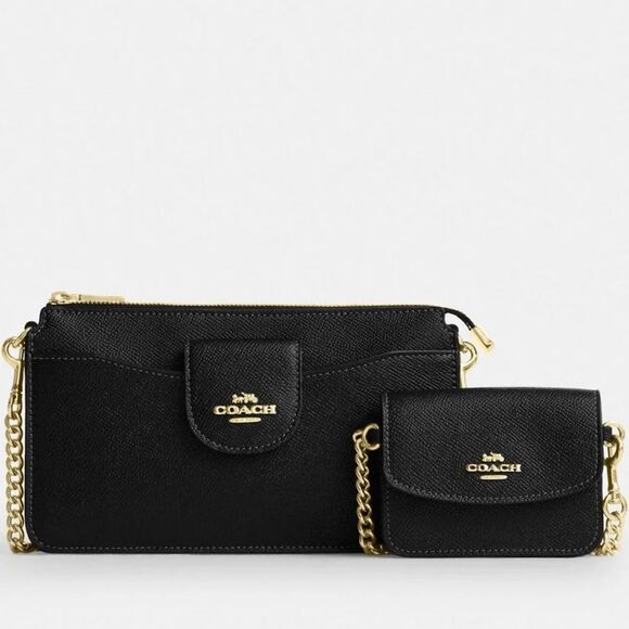 New! Coach Poppy Crossbody Bag NWT Coach Black Leather Crossbody Bag Set